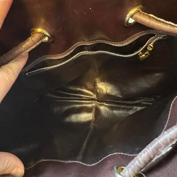 Gucci vintage brown monogram canvas shoulder bag with gold rings - Picture 7 of 8